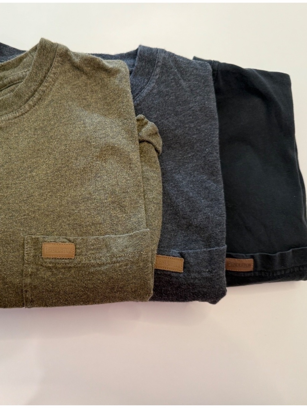 Pendleton Men’s Large Pocket T Shirt Lot 3 Black Gray Olive 100% Cotton Tees